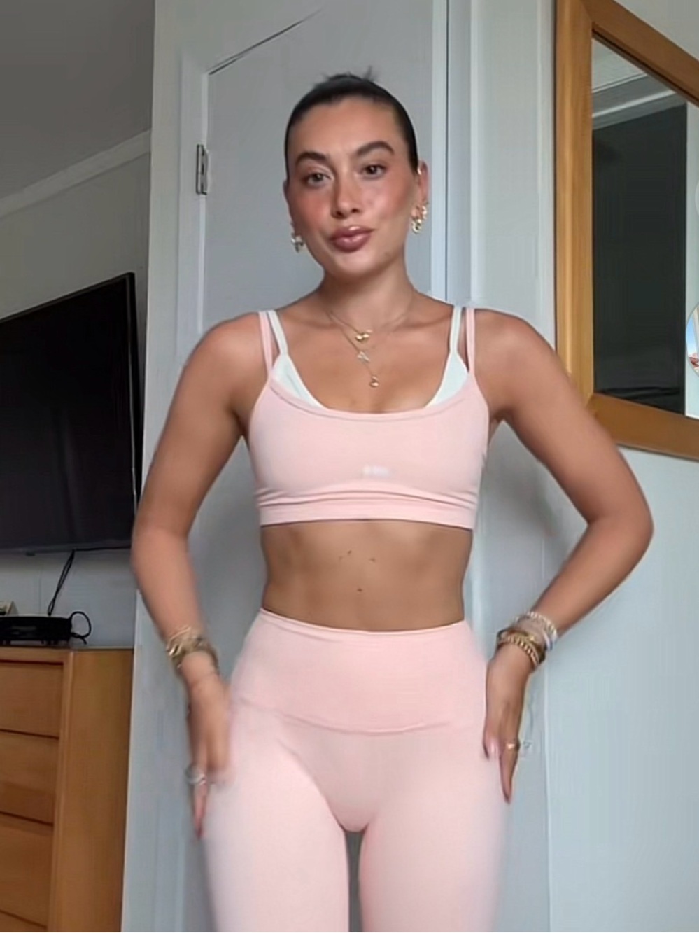 set active airluxe breathe layered move bra / peach / size M